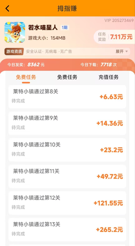 若水喵星人赚钱是真的吗?若水喵星人试玩总奖励高达7.11万元!